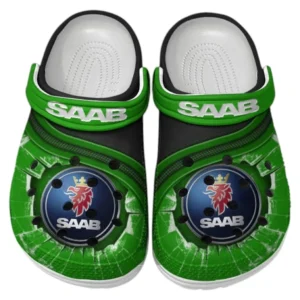 Saab Crocs Clogs Männer Frauen, Geschenk für Saab Fan CAR188032025169 - Grün