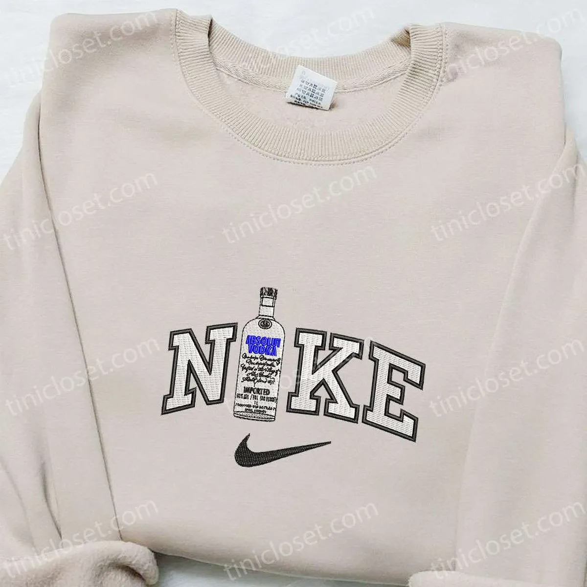 absolut vodka bottle x nike embroidered shirt favorite food and drink embroidered hoodie nike inspired embroidered sweatshirt