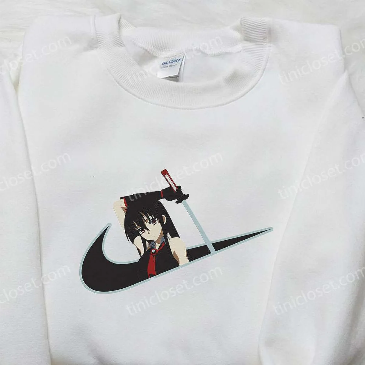 akame x nike swoosh anime embroidered hoodie akame ga kill embroidered shirt nike inspired embroidered shirt 8eoqh