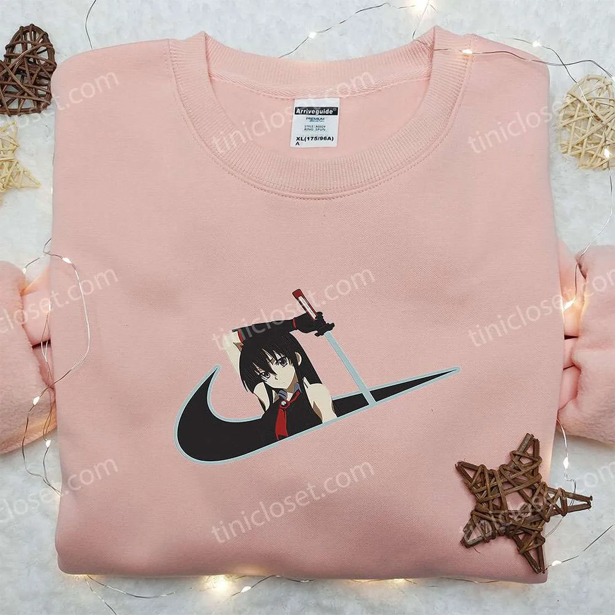 akame x nike swoosh anime embroidered hoodie akame ga kill embroidered shirt nike inspired embroidered shirt u6oyz