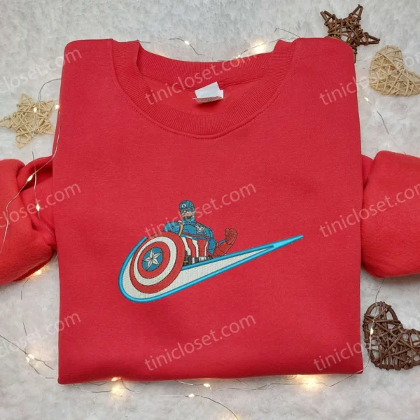 america captain x nike embroidered shirt nike embroidered shirt marvel movie embroidered shirt
