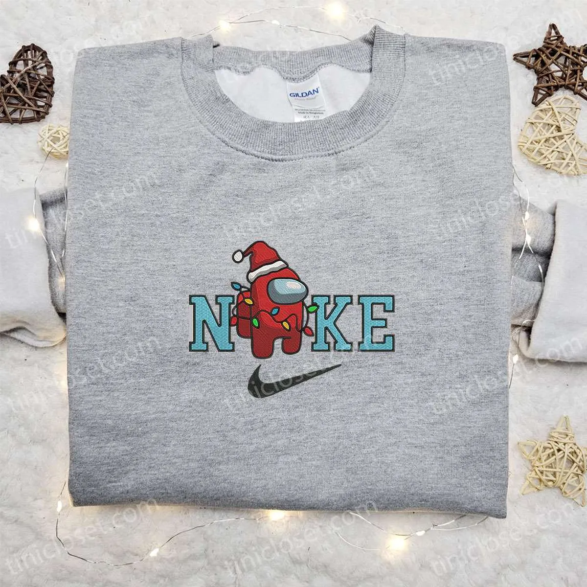 among us christmas x nike embroidered sweatshirt game christmas embroidered shirt best christmas gift ideas