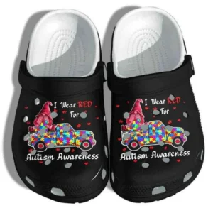 autism awareness day gnome and truck i wear red for autism crocs crocband clog 2rkge