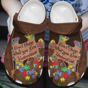 autism awareness day leather dont judge what you dont understand puzzle pieces crocs crocband clog y6gom