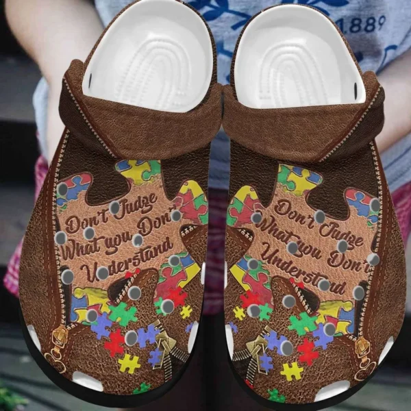 autism awareness day leather dont judge what you dont understand puzzle pieces crocs crocband clog y6gom