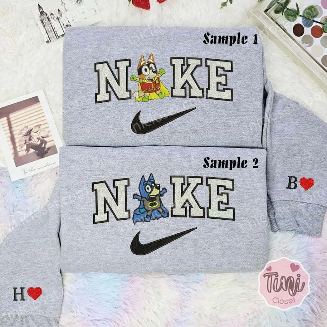 bandit heeler und chilli heeler bluey cartoon x nike besticken hemd besticken sweatshirt modischer stil fr paare obwid