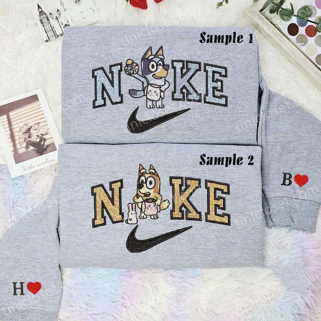 bandit und chili heeler bluey cartoon x nike besticken hemd besticken sweatshirt modischer stil fr paare hy0ra