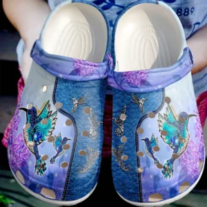 blue hummingbird shoe beautiful bird clog gift for mothers day pdzcc