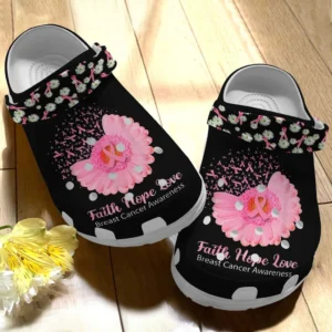 breast cancer awareness christian faith hope love daisy flower crocs crocband clog 6gcan