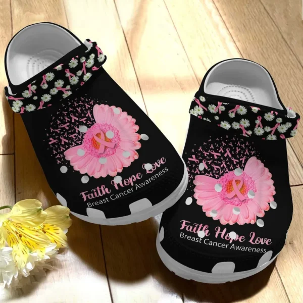 breast cancer awareness christian faith hope love daisy flower crocs crocband clog 6gcan