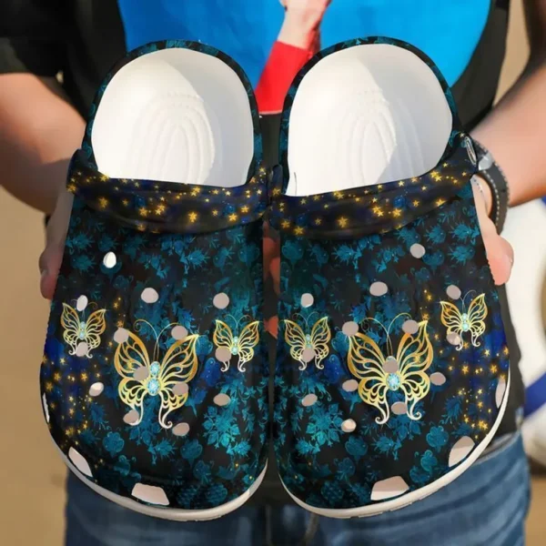 butterfly golden crocs classic clogs oo02n