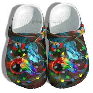 butterfly memory rainbow feather crocs i8cup