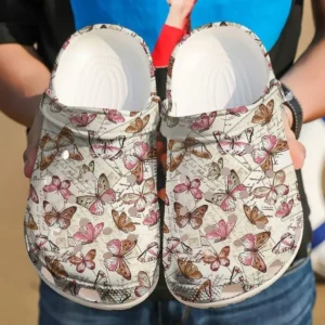 butterfly vintage pattern crocs clog nrbyh