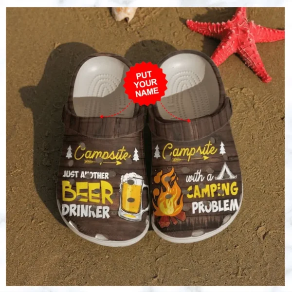 camping beer and campfire crocs clog