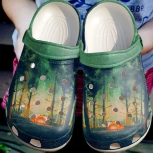 camping in the woods rubber crocs clog eyidl