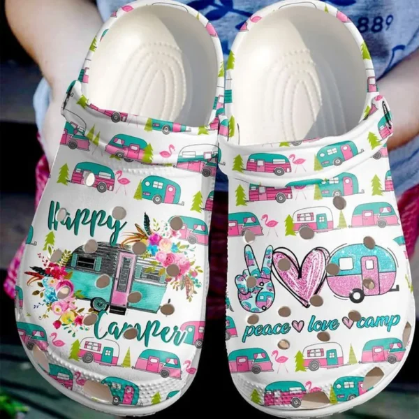 camping peace love crocs crocband clog comfortable for mens womens classic clog water 78ogj