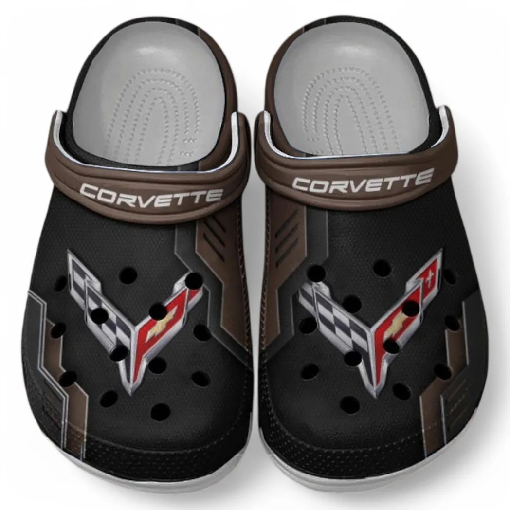 Chevrolet Corvette Crocs Clogs Männer Frauen, Geschenk für Chevrolet Corvette Fan CAR185031525246 - Braun