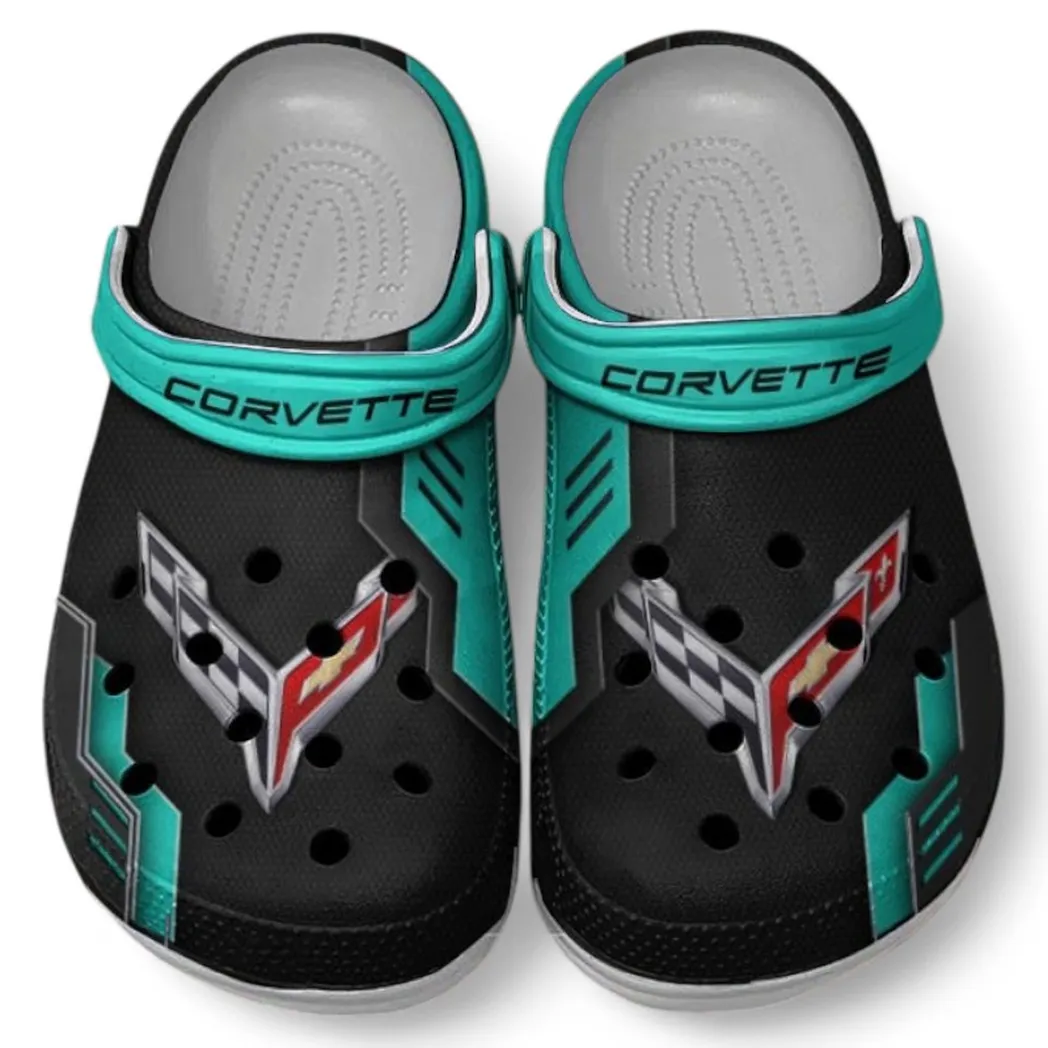 Chevrolet Corvette Crocs Clogs Männer Frauen, Geschenk für Chevrolet Corvette Fan CAR185031525246 - Cyan