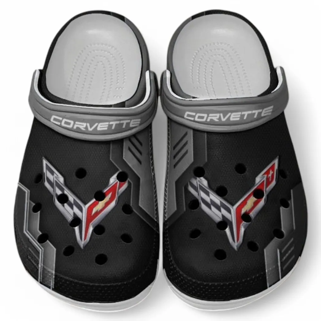Chevrolet Corvette Crocs Clogs Männer Frauen, Geschenk für Chevrolet Corvette Fan CAR185031525246 - Grau