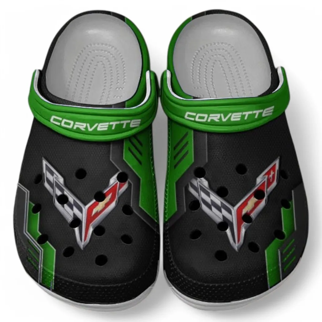 Chevrolet Corvette Crocs Clogs Männer Frauen, Geschenk für Chevrolet Corvette Fan CAR185031525246 - Grün