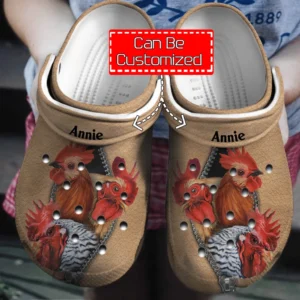 chicken on zipper personalized clogs shkxu