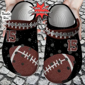 custom name number football glitter crocs clog srehc