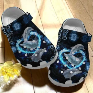 dolphin white sole blue heart crocs classic clogs fznt4