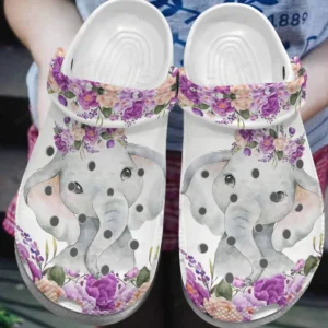 elephant crocs classic clog whitesole elephant and flowers 1yqvb