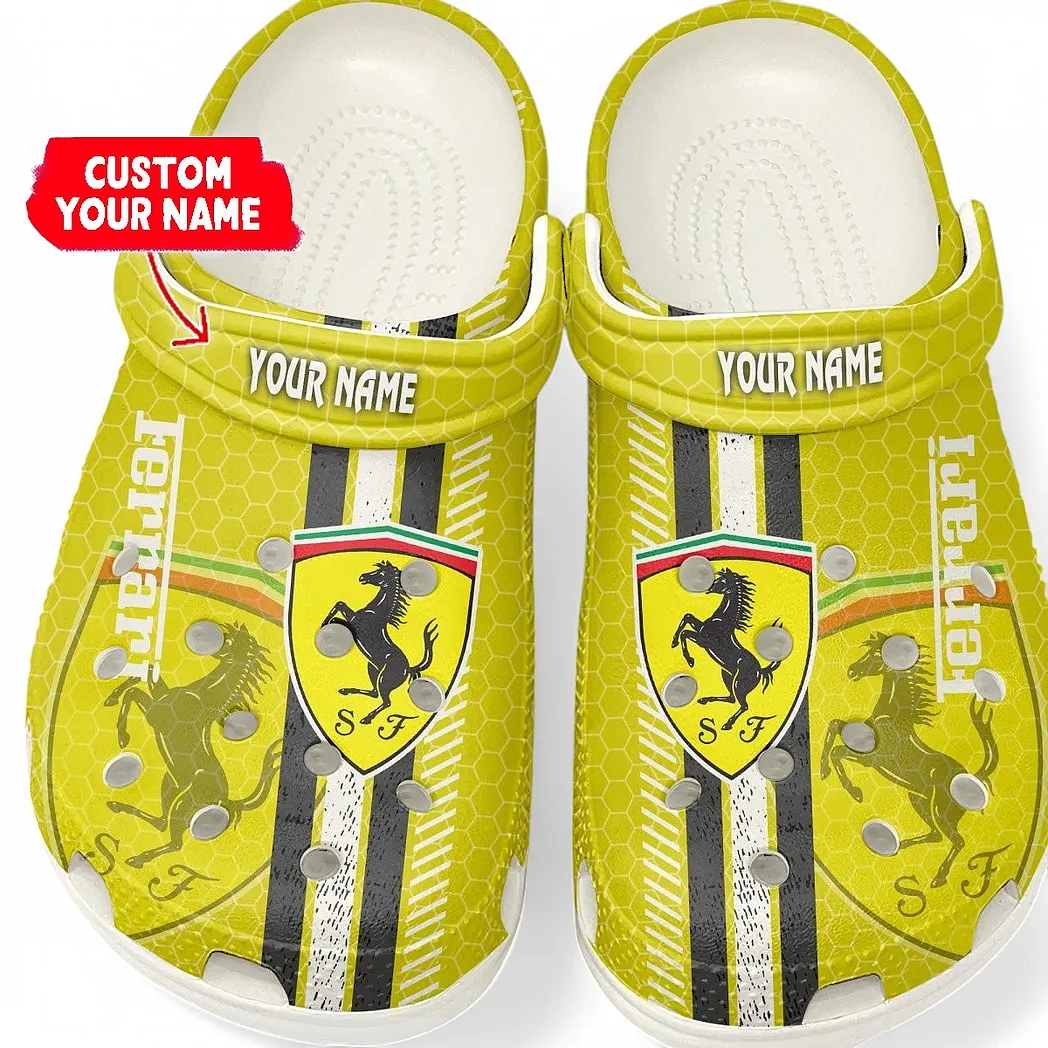 ferrari crocs shoes gift for ferrari lovers birthday gift for husband boyfriend car82022025589 white opshj