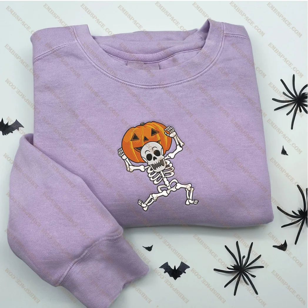 frhliches halloween mit spinne und fledermusen besticken sweatshirt im modischen stil jk2gj