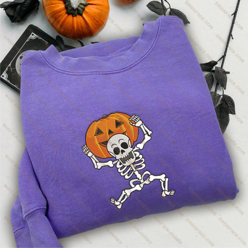 frhliches halloween mit spinne und fledermusen besticken sweatshirt im modischen stil pstbn
