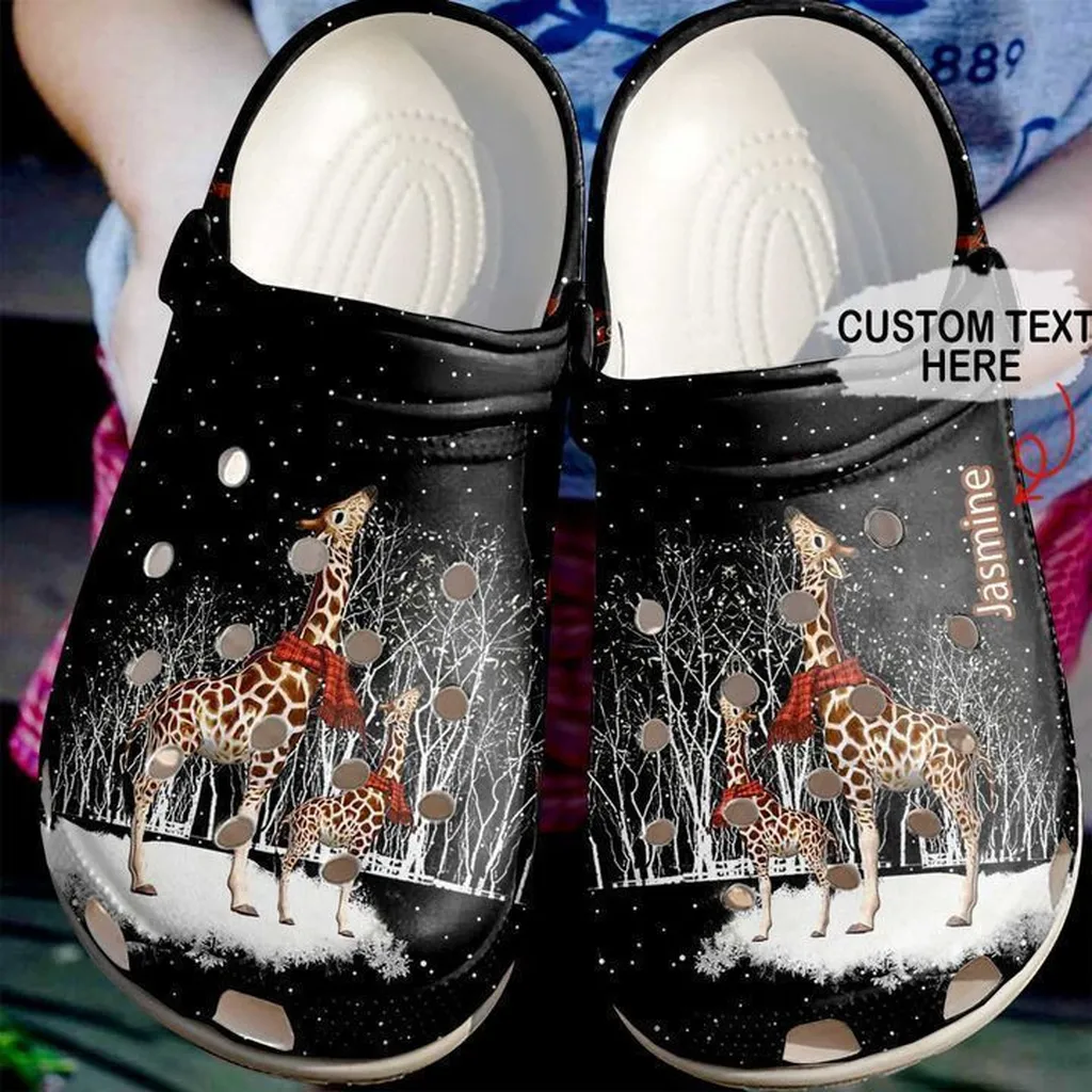 giraffe personalized winter crocs clog rbv4v