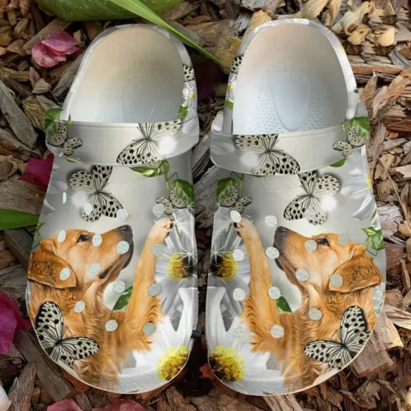 golden retriever daisy crocs clog fgeh9