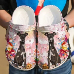 greyhound with flowers crocs classic clogs fxjyr