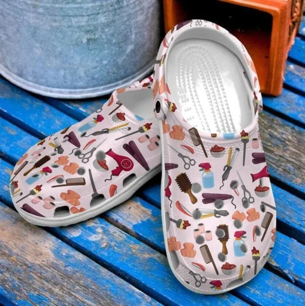 hair stylist hairstylist pattern crocs classic clogs