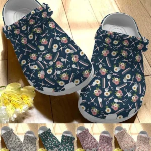 hairstylist white sole flower crocs personalized crocs classic clogs pgky2