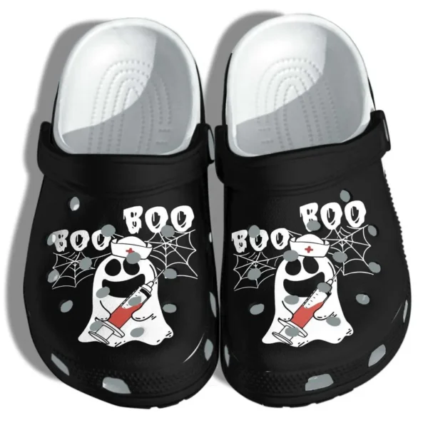 halloween ghost nurse boo boo crocs crocband clogs nsetr