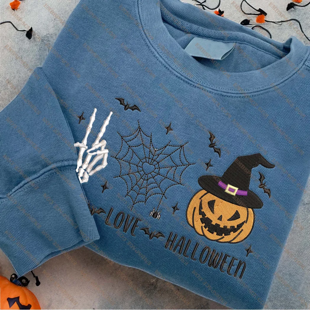 halloween sweatshirt mit krbis schleife bestickt modischer stil