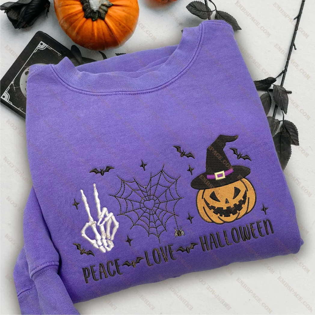 halloween sweatshirt mit krbis schleife bestickt modischer stil td1ti