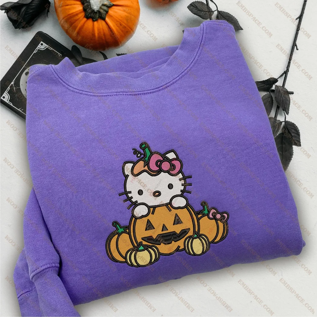 hello kitty cartoon halloween besticken sweatshirt im modischen stil vfqnj