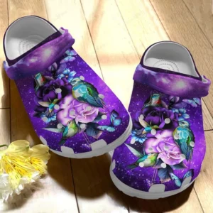 hummingbird white sole purple background crocs personalized crocs classic clogs jqo17