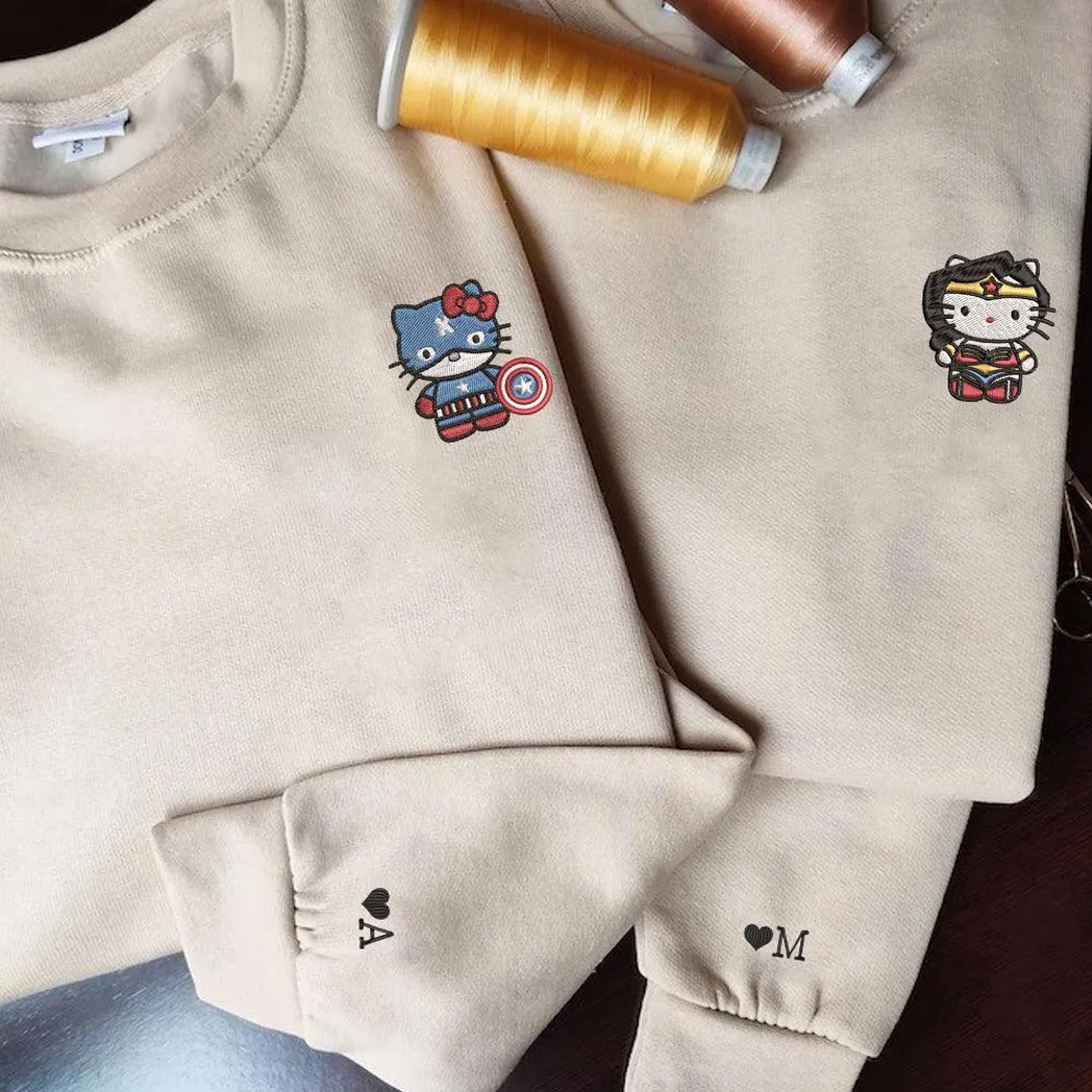 individuell bestickte hoodies fr paare ser cartoon kuss ktzchen paare bestickter hoodie geschenk fr paare sieihn freund freundin