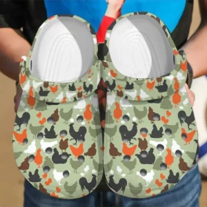 love chicken camo pattern clogs kyzln