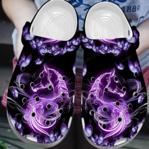 lovely horse and butterfly crocs classic clog lmg7g