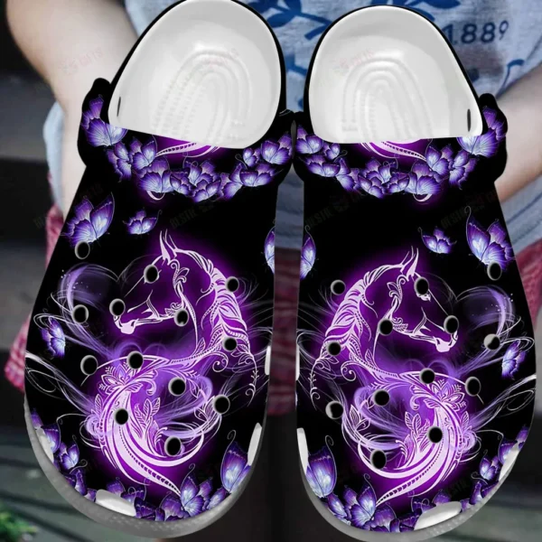 lovely horse and butterfly crocs classic clog lmg7g