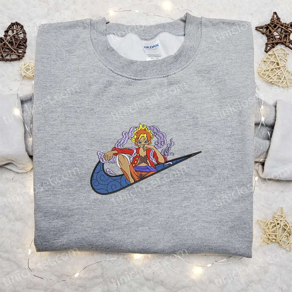 luffy gear 5 x swoosh anime besticken sweatshirt einteiliges besticken hemd beste geschenkideen fr die familie vkmuv