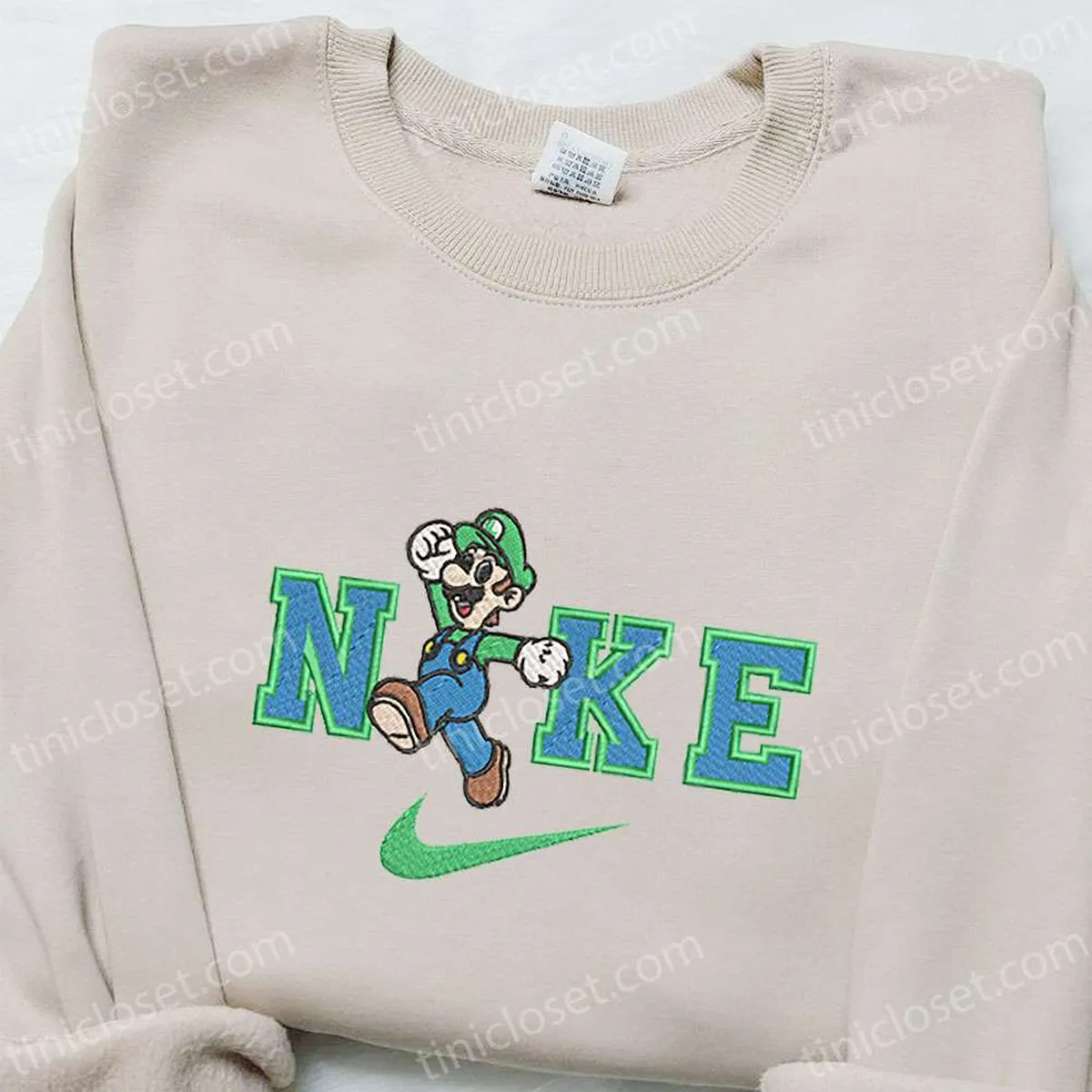 luigi x nike besticken cartoon shirt super mario hoodie besticken nike inspiriertes hoodie besticken mgr07