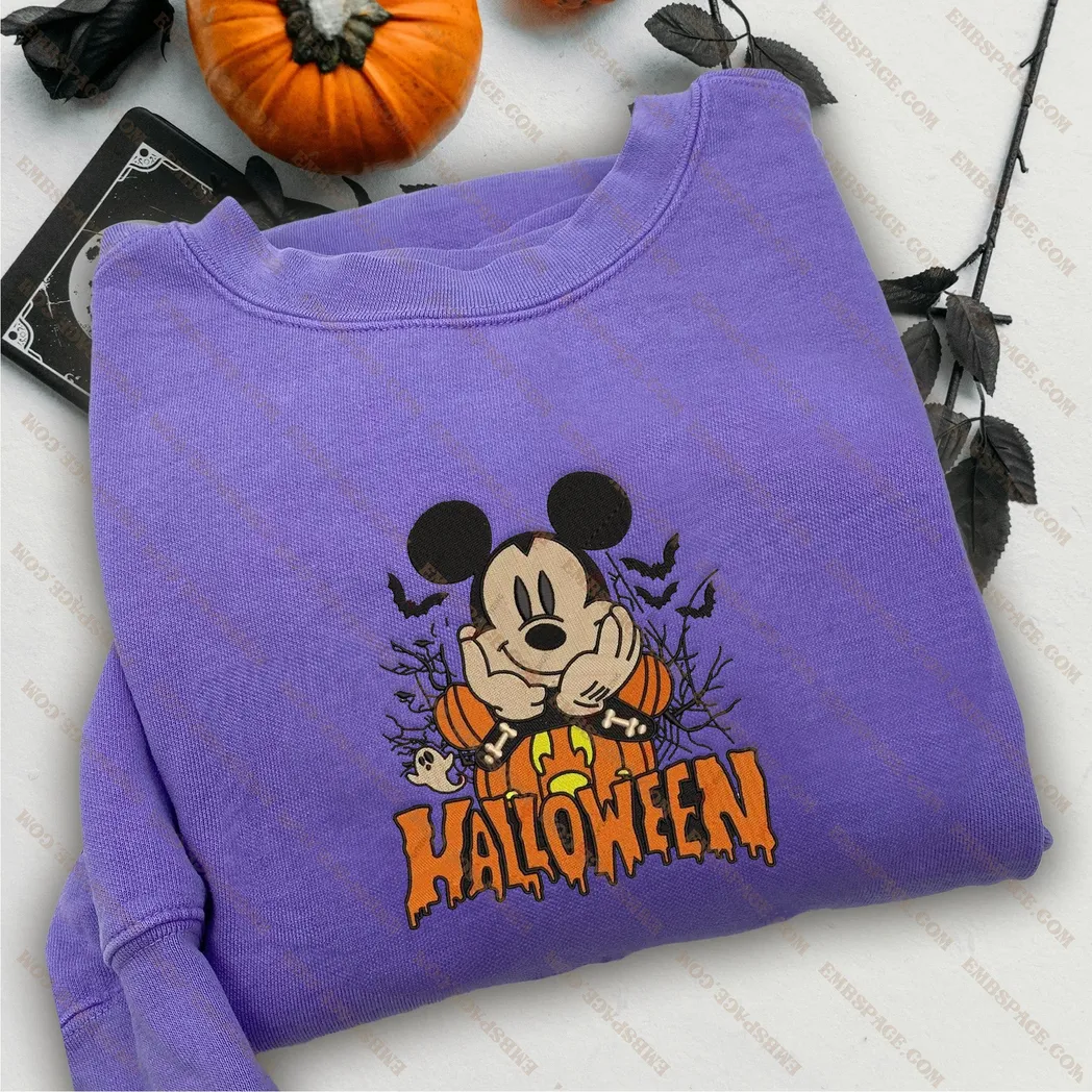 mickey mouse cartoon halloween besticken sweatshirt im modischen stil oydzp