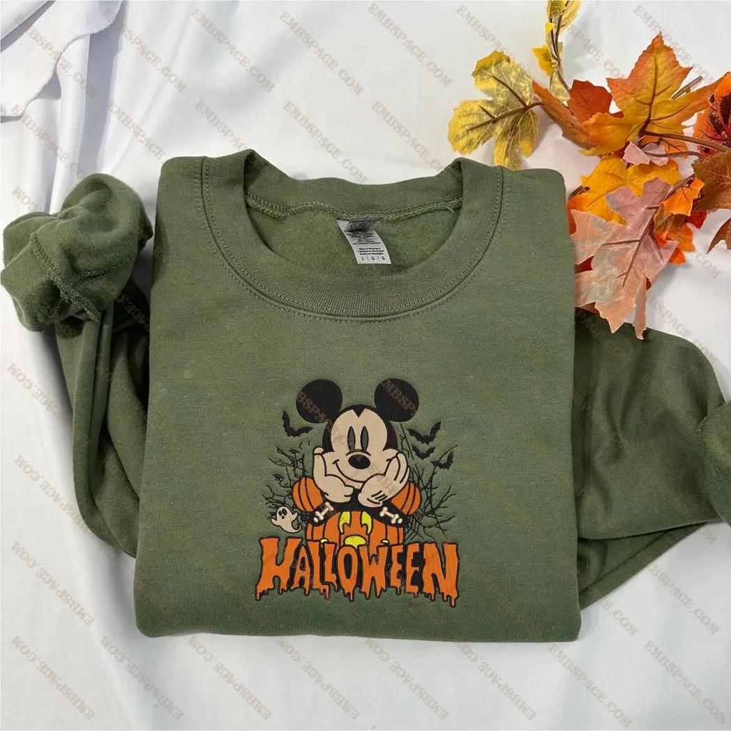 mickey mouse cartoon halloween besticken sweatshirt im modischen stil wmaoo