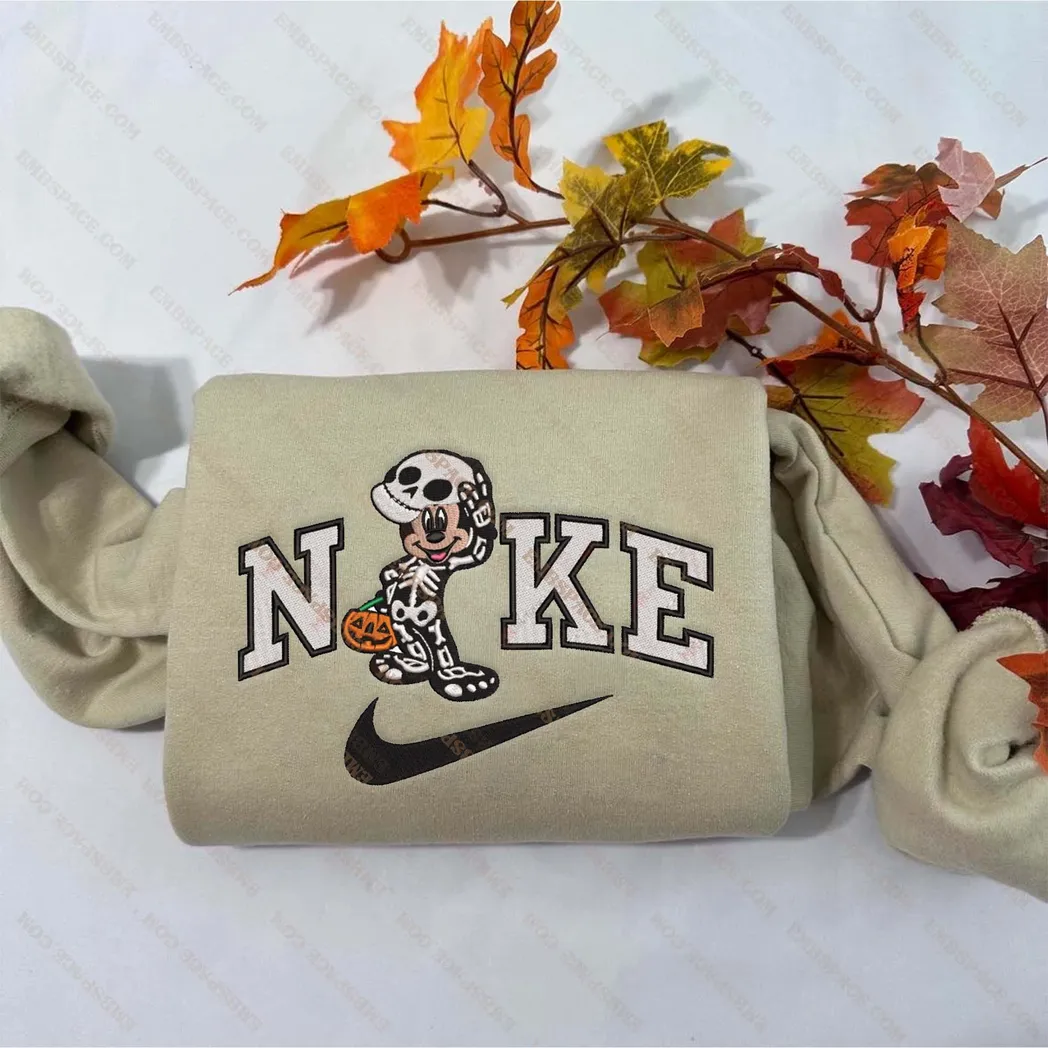 mickey mouse cartoon halloween nike besticken sweatshirt modestil webgj